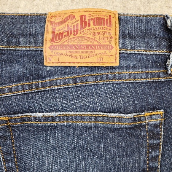 Lucky Brand Gene Montesano‎ Jeans Womesn 14/32 Mid-Rise Flare Dark Wash 35x32 - Picture 11 of 12